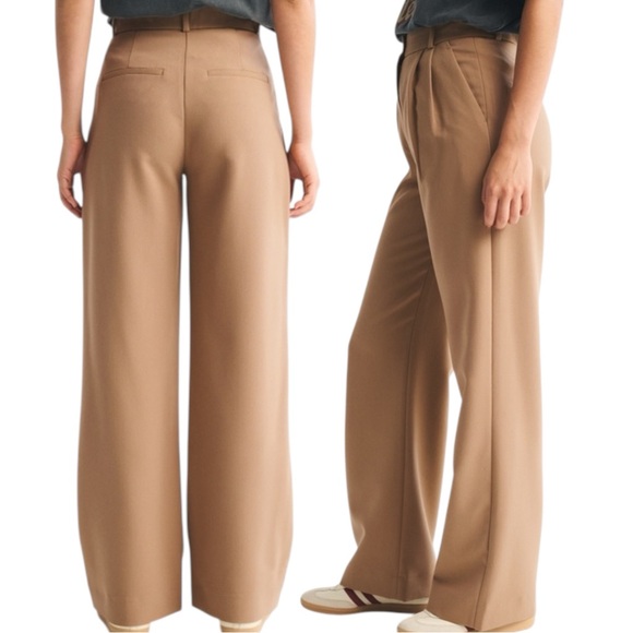 Abercrombie & Fitch Harper Tailored Ultra Wide Leg Pant size 8 short in Brown - Picture 2 of 8